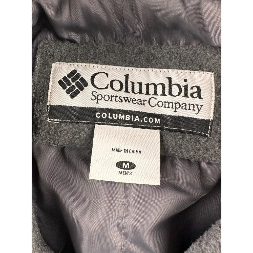 Columbia Double Breasted Peacoat‎ Jacket Mens Medium L Gray Fleece Heavyweight